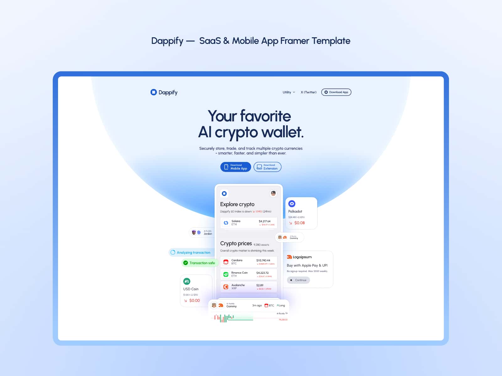 Dappify - SaaS & Mobile App Framer Template